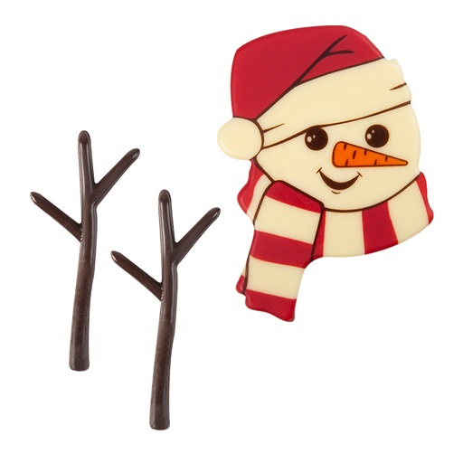 [08054641] 2015583 SNOWMAN HEAD + ARMS 8.6X6.3CM 30 SET ***ON/CDE***