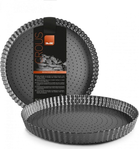 [50804037] IBILI "CROUS"MOULE TARTE 30XH3.0CM PERFORE CANNELEFOND AMOVIBLE