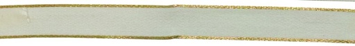 [62210020] CELESTE WHITE RIBBON WITH GOLD EDGING 25MM X 15M