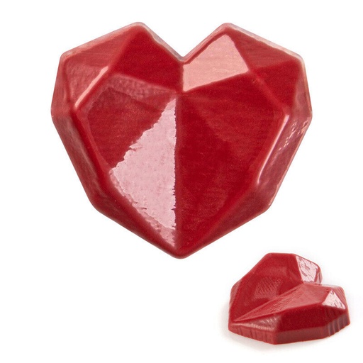 [08053858] 2068044 CŒUR BOMBE ROUGE ORIGAMI Ø3CM CHOCOLAT105 PCES