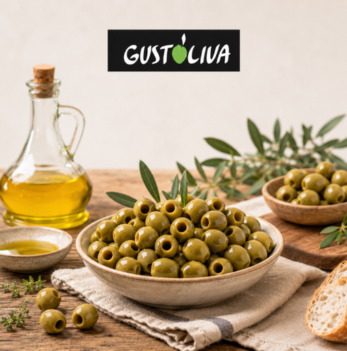 [05100651] GUSTOLIVA PITTED *GREEN* OLIVES 1L