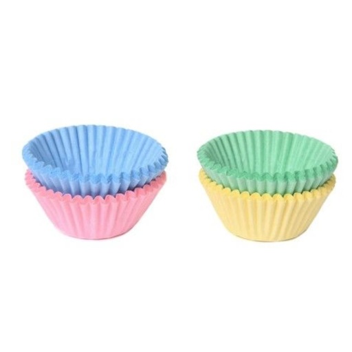 [08053511] H.O.M MINI CAISSETTE CUPCAKE 4 COULEURS PASTEL 25X19MM 100 PCES