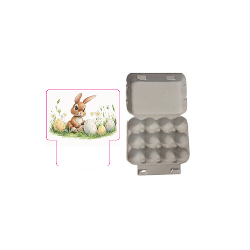 [60700409] "HAPPY EASTER" BOX FOR 12 EGGS + STICKER 12X9.5CM H4CM 12PCS FOST+ INCLUDED
