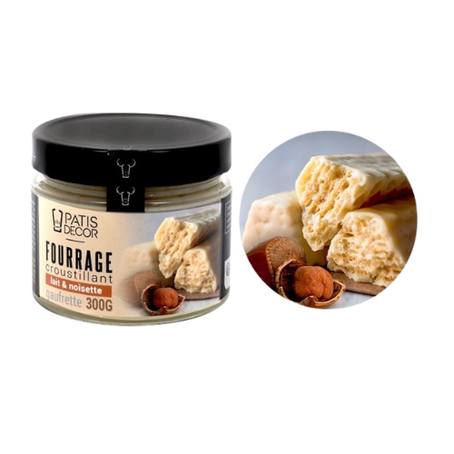 [08075343] PATISDECOR KROKANTE MELK HAZELNOOT WAFELVULLING 300GR