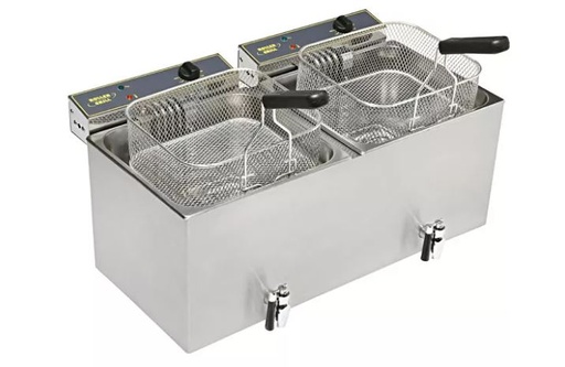 [62250384] ROLLER GRILL FRITEUSE DOUBLE A/ROBINET 2X12L - 2X6400W - 380V - MF 120 DR