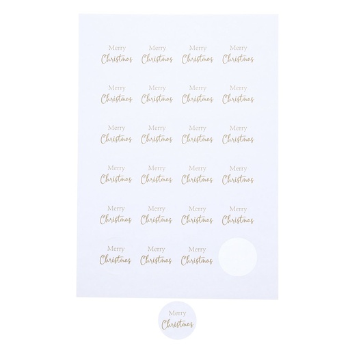 [62230139] STICKER 4CM MERRY CHRISTMAS GOLD 24PC