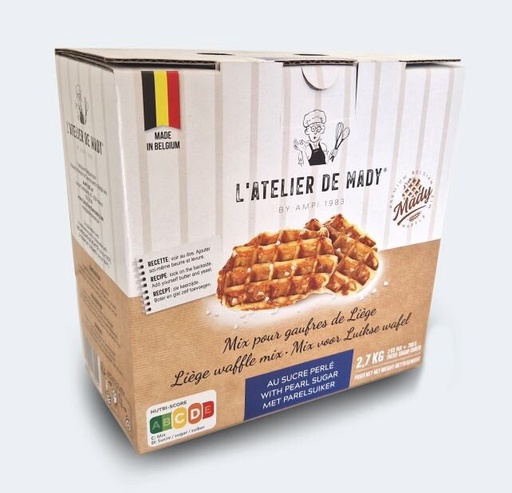 [03050142] ATELIER DE MADY MIX POUR GAUFRES DE LIEGE 2.7KGBOITE MIX + SUCRE PERLÉ