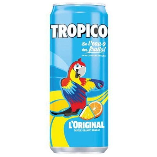 [02050418] DRINK TROPICO 24X33CL BLIKJES = TRAY