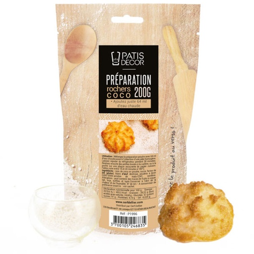 [08075311] PATISDECOR BEREIDING ROCK COCONUT 200GR