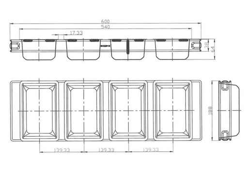 [51201471] MONTAGE VAN 4 BROODDRAAIINGEN 17/11CM HT 6CM TEFLONED VOOR 54CM DECKOVEN