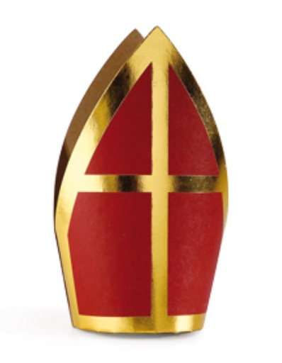 [62230076] MITER SINT-NIKLAAS KRAFT ROOD N°2 D14/20H25CM FOST+ INBEGREPEN