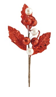 [62250634] RED BALL ROD STAKE WITH BEADS HT11CM