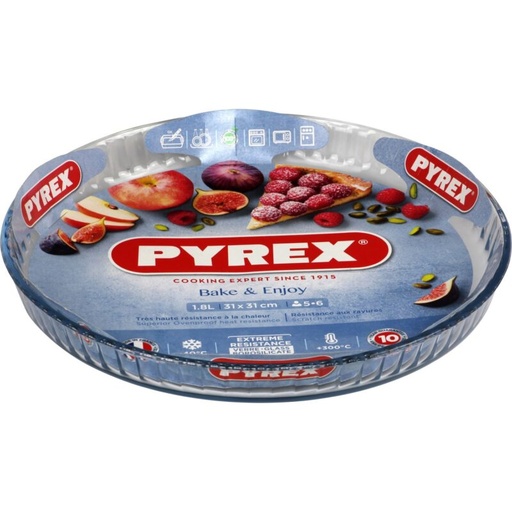[57661165] PYREX MOULE À TARTE Ø31CM 1,9L EN VERRE BOROSILICATE -40 À +300°C