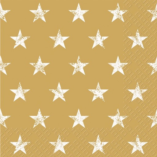 [60700756] STEWO SERVETTEN 33X33CM GOUD EN STERREN PAK VAN 20 STUKS