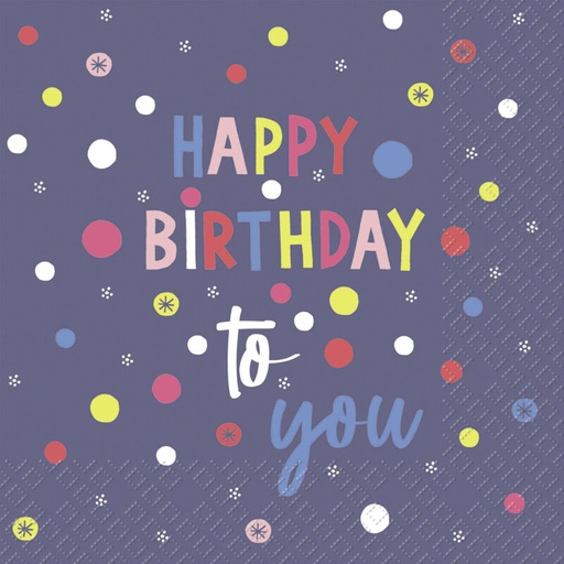 [60700675] STEWO SERVIETTE 33X33CM HAPPY BIRTHDAY TO YOU  PAQUET DE 20PCES