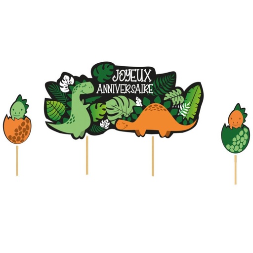 [08075555] TAARTTOPPER HAPPY BIRTHDAY DINOSAURUSSEN 3 STUKS