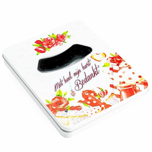 [61700506] BOITE PLATE BLANCHE CUPCAKES "MET HEEL MIJN HART BEDANKT" AVEC FENÊTRE 23X18,5XH2,3CM