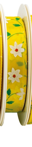 [61700551] RUBAN JAUNE FLEURS 15MMX25M FOST+ INCLUS