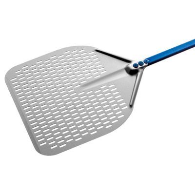 [50703974] GI-METAL PELLE PIZZA RECTANGLE ALU ANODISE PERFORE 36X36CM MANCHE 150CM