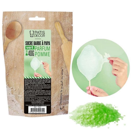 [08075455] PATISDECOR SUCRE BARBE A PAPA AROMATISE POMME VERTE 400GR