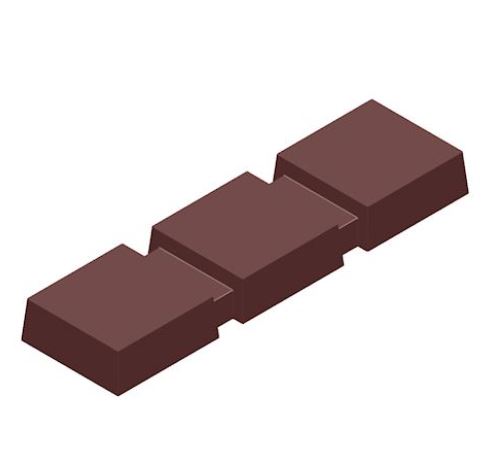 [70410649] MOULE À CHOCOLAT MAGNÉTIQUE BARRE 3 BLOC CW1000L24 13.5X27.5CM 1X4 40GR
