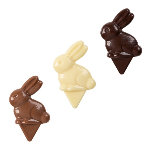 [08054599] 2069530 LAPIN A PIQUER 52X33MM CHOC OLAT NOIR-LAIT-BLANC 90 PCES ***S/CD***