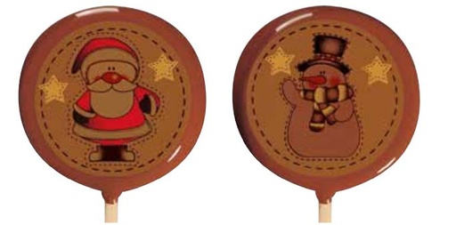[08057398] 065277 PCB BLISTERS SUCETTES PÈRE NOËL PR 45 EMPREINTES Ø 5,4 CM ET BÂTONS 9PCES ***S/CD***