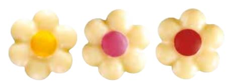 [08057134] 061309 PCB FLEURETTES CB 3 DESIGNS Ø 2,5 CM 108PCES ***S/CD***