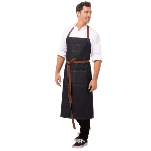 [57660791] CHEF WORKS TABLIER BAVETTE DENIM BLEU 81X61CM