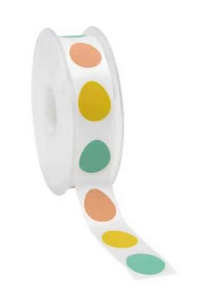 [61700486] RUBAN SATIN "EASTER EGGS" BLANC 22MMX20M