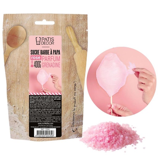 [08075449] PATISDECOR SUCRE BARBE A PAPA AROMATISE GRENADINE400GR