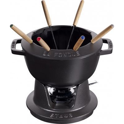 [57659915] STAUB RONDE ZWARTE FONDUESET 20CM -1,75L