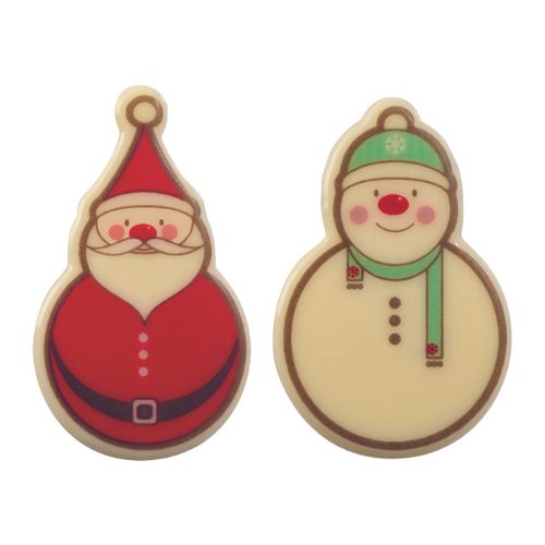 [08056258] 087040 PCB DECORATIES WC SANTA CLAUS EN SNOWMAN 2 ONTWERPEN 90STKS ***OP/ORDER***