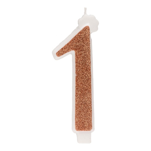 [08041865] BOUGIE CHIFFRE N°1 PAILLETTES OR 13CM