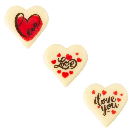 [08054572] 2068098 PLAQUETTE CŒUR I LOVE YOU/LOVE 3CM CHOCOLAT160 PCES