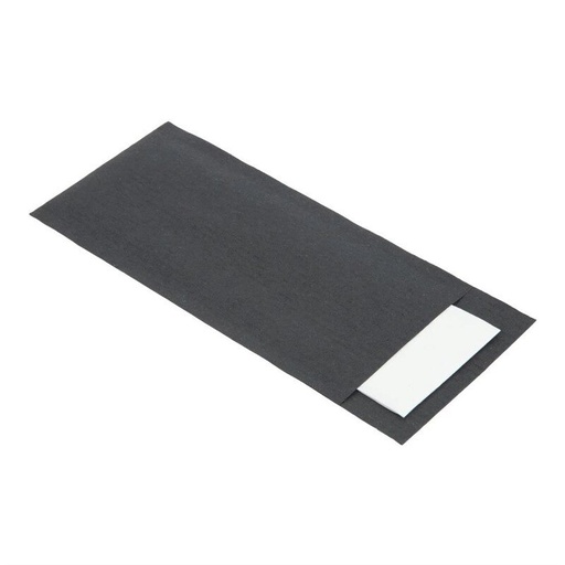 [60251749] POCHETTE A COUVERTS NOIRES + SERVIETTE  500P- 57.5X19.5MM *SCDE*