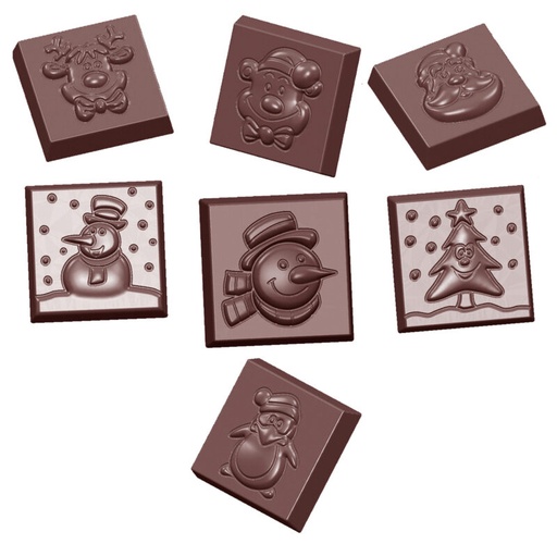 [70409525] CHRISTMAS CARAQUE CHOCOLATE MOLD CW1660 3X7 -- 9GR