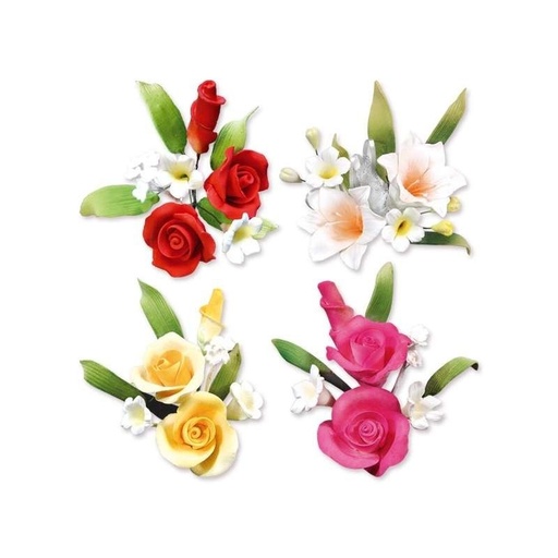 [08040024] BOUQUET OF COLORED GUM FLOWER 10CM 2 PCES*RANDOM COLOR*