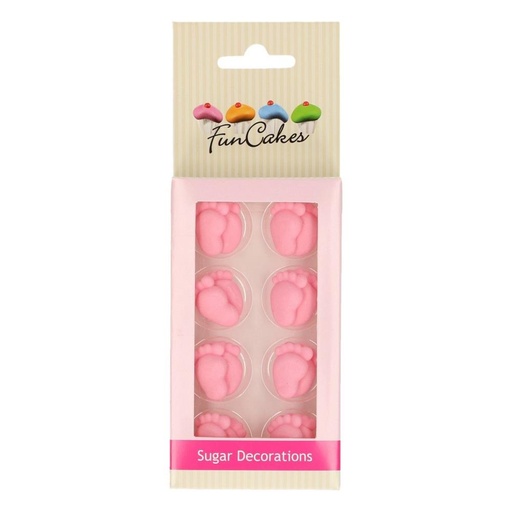 [08053288] FUNCAKES SUIKERDECORATIE BABY VOETJES ROZE 16 STUK