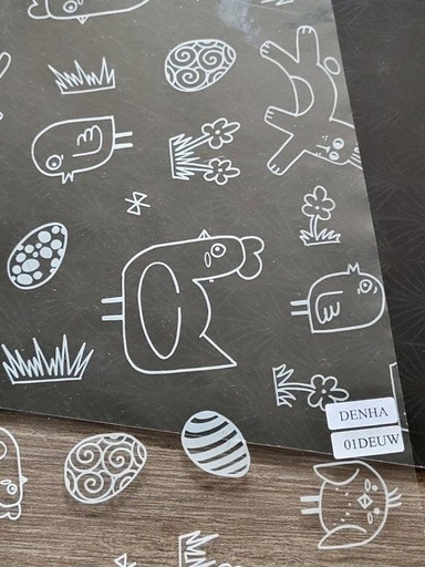 [54604055] EASY CUTTING BOX AVEC FILM PP TRANSPARENT PÂQUES BLANC 60CMX50M