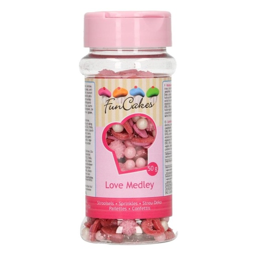[08053201] FUNCAKES MIX DECORATION EN SUCRE THEME AMOUR 50GR