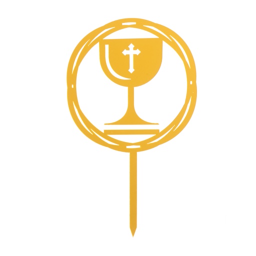 [08041913] CAKE TOPPER COMMUNION CALICE DORE 165MM