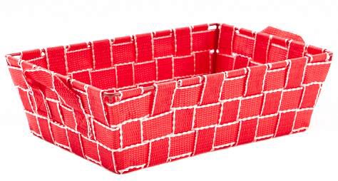 [60700717] RED BASKET WITH WHITE STRIPES 280X190X80MM