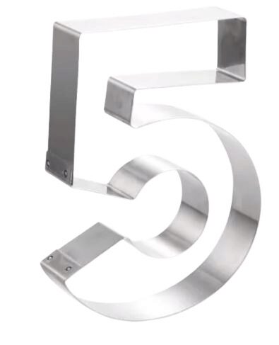 [51642135] NUMBER MOLD N° 5 STAINLESS STEEL 30CM HT4CM