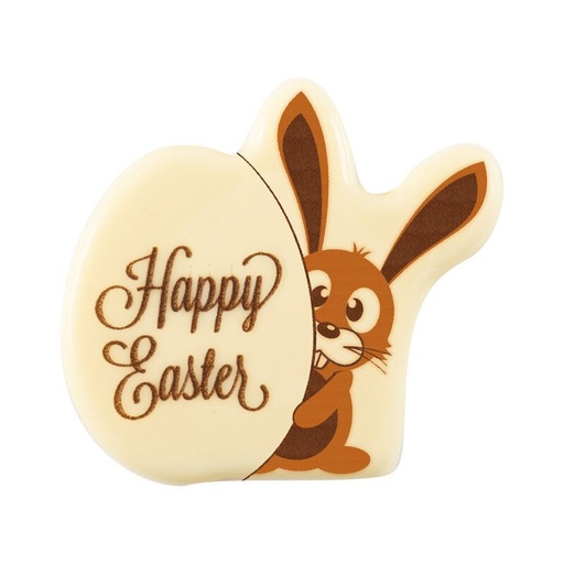[08058351] 2069081 LAPIN AVEC OEUF HAPPY EASTER 4 CM 75PCS ***S/CDE***