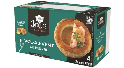 [05101505] 3TOQUES VOL AU VENTS BEURRE ARTISANALES 4 PCES.