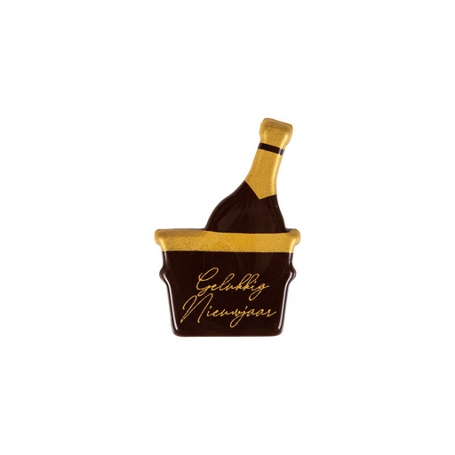[08082123] 2014822 PLAQUETTE BOUTEILLE DE CHAMPAGNE AVEC SEAUGELUKKIG NIEUWJAAR CHOCOLAT NOIR 120 PCES
