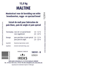 [05090006] IREKS 100101 MALTINE 15KG