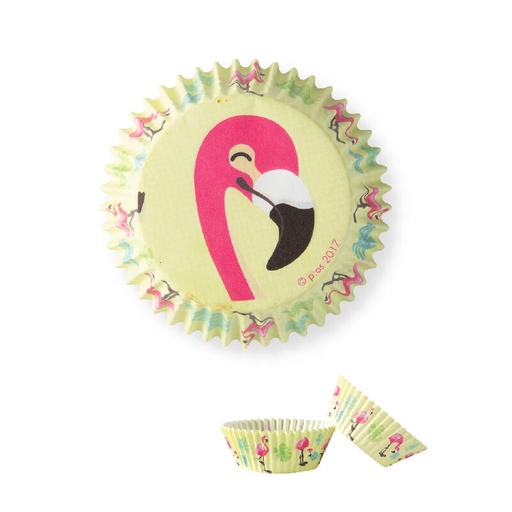 [08063380] 90303 CUPCAKEPAPIER FLAMINGO H3,2X5CM 50 STUKKEN = DOOS