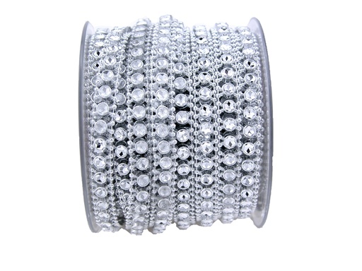 [60795748] RUBAN ARGENT STRASS CHAIN 9M